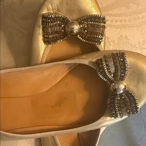 Coach Metallic Gold Bow Ballet Flats